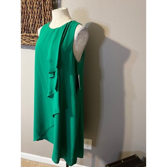 Halston Dress Viridian Green 12 Flowy Midi NWT - Picture 4 of 8